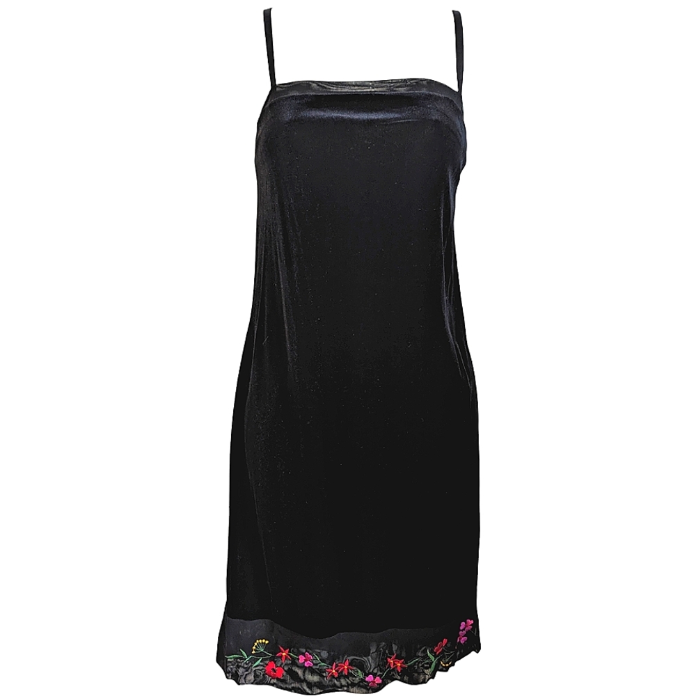 Vintage Y2K Black velour mini Dress L